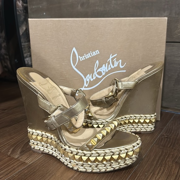 Christian Louboutin Cataclou 140 Calf Lame/Rope - Picture 2 of 13
